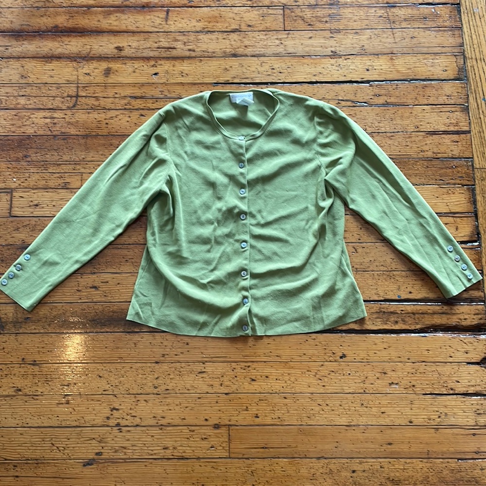 Worthington Button Down Cardigan Green Size Petite Large